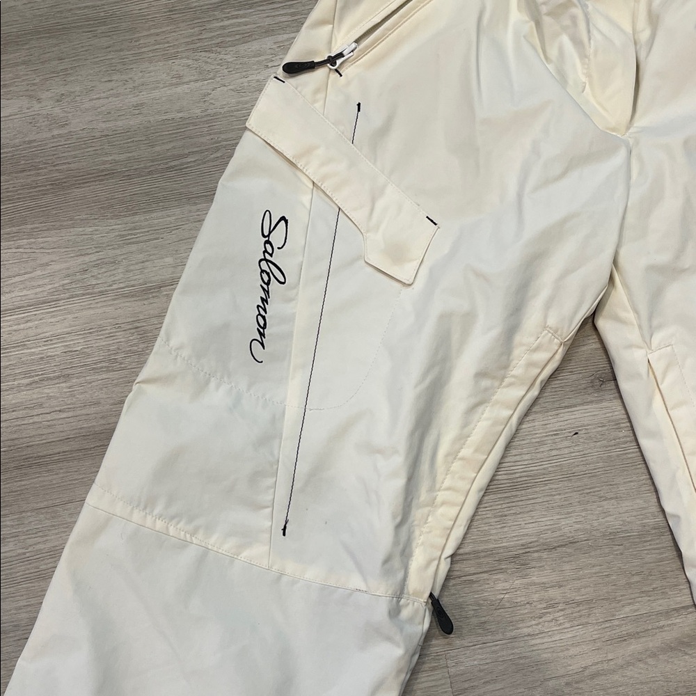 Salomon Cream and Gray Outdoor Snow Pants Size Medium - Picture 3 of 5